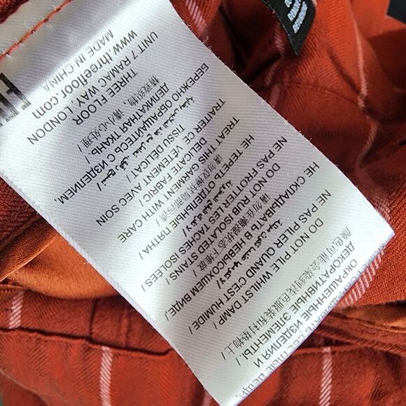 Three Floor Margaux Burgundy Rust Striped Sleeveless Ruffle Belted Jumpsuit Sz 8 - Picture 8 of 12